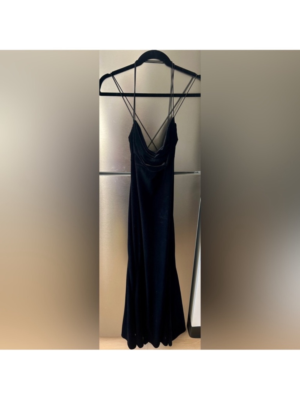 Black Strappy Back Maxi Dress Open Back Slip Dress Evening Size M